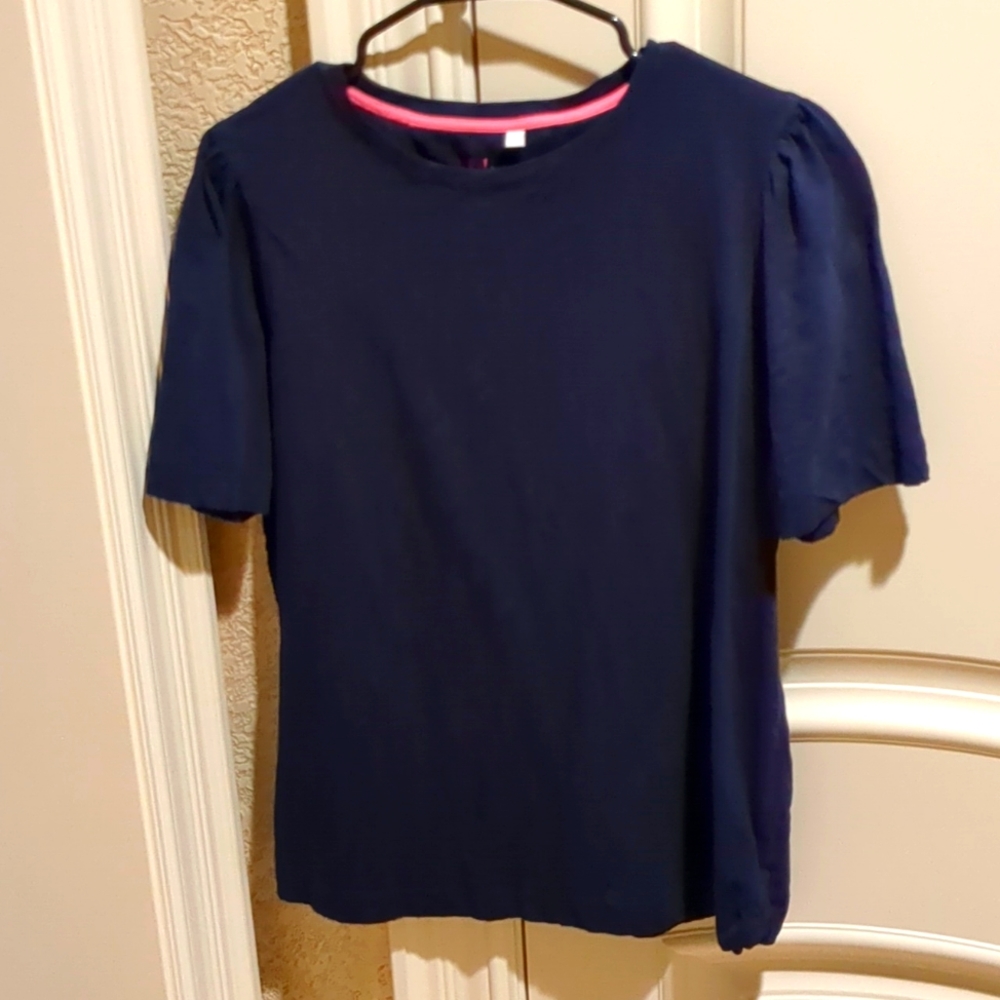 Navy blue puff sleeve Boden tee